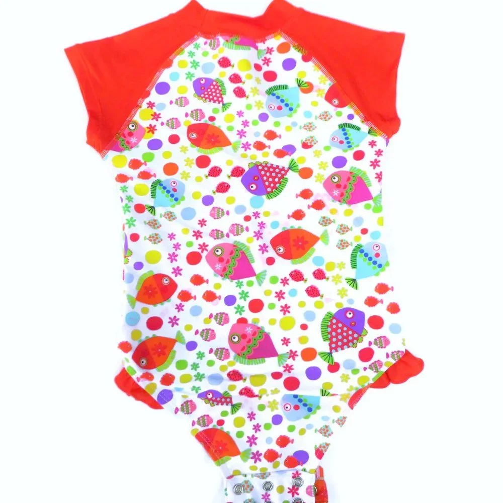 Snapme Rash Guard Fish Ruffle One Piece Swimsuit 3